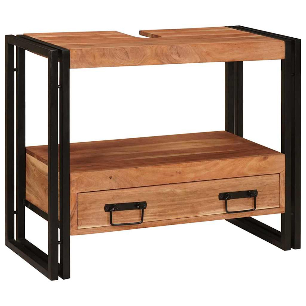 Produktbild för Sminkskåp med låda Brun 71 x 33 x 58 cm Massivt Akaciaträ