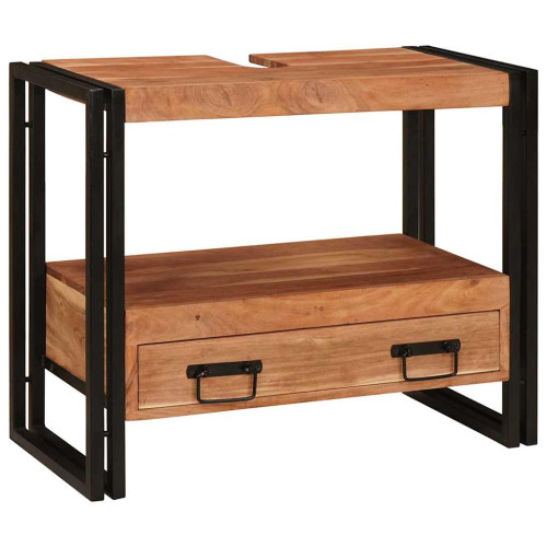 vidaXL Sminkskåp med låda Brun 71 x 33 x 58 cm Massivt Akaciaträ