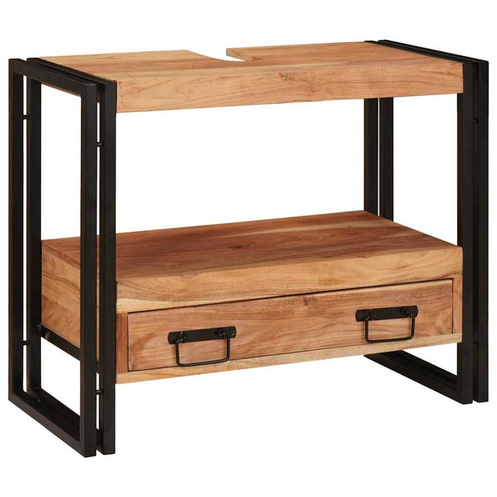 Produktbild för Sminkskåp med låda Brun 71 x 33 x 58 cm Massivt Akaciaträ