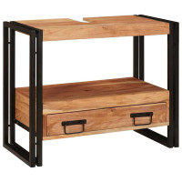 Produktbild för Sminkskåp med låda Brun 71 x 33 x 58 cm Massivt Akaciaträ