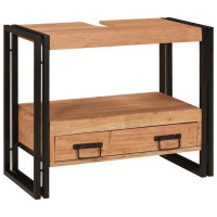 Produktbild för Sminkskåp med låda Brun 71 x 33 x 58 cm Massivt Akaciaträ