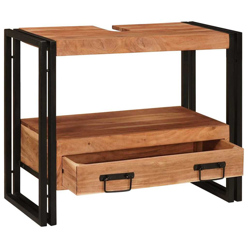 Produktbild för Sminkskåp med låda Brun 71 x 33 x 58 cm Massivt Akaciaträ