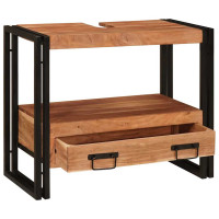 Produktbild för Sminkskåp med låda Brun 71 x 33 x 58 cm Massivt Akaciaträ