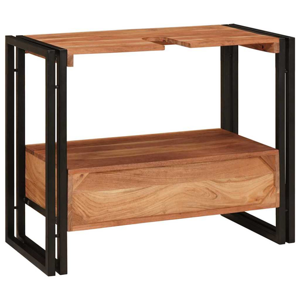 Produktbild för Sminkskåp med låda Brun 71 x 33 x 58 cm Massivt Akaciaträ