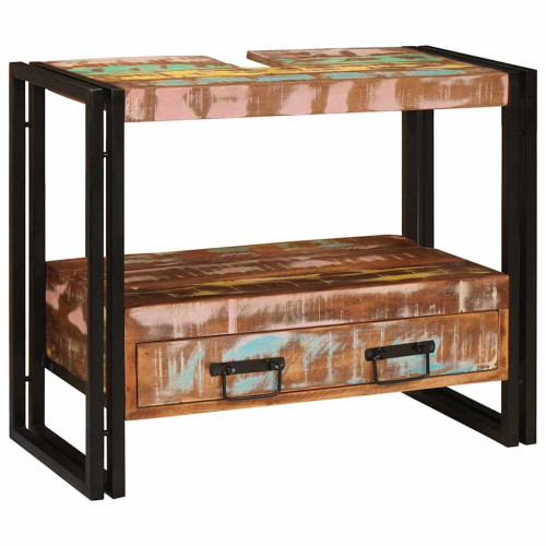 vidaXL Sminkskåp Flerfärgsdesign 71 x 33 x 58 cm Solid återvunnen trä