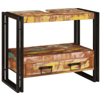 Produktbild för Sminkskåp Flerfärgsdesign 71 x 33 x 58 cm Solid återvunnen trä