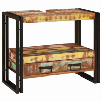 Produktbild för Sminkskåp Flerfärgsdesign 71 x 33 x 58 cm Solid återvunnen trä