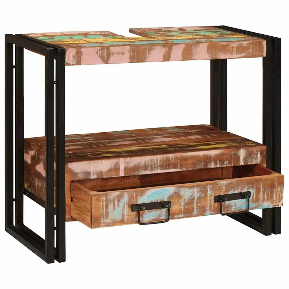 Produktbild för Sminkskåp Flerfärgsdesign 71 x 33 x 58 cm Solid återvunnen trä