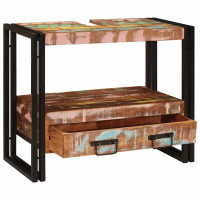 Produktbild för Sminkskåp Flerfärgsdesign 71 x 33 x 58 cm Solid återvunnen trä