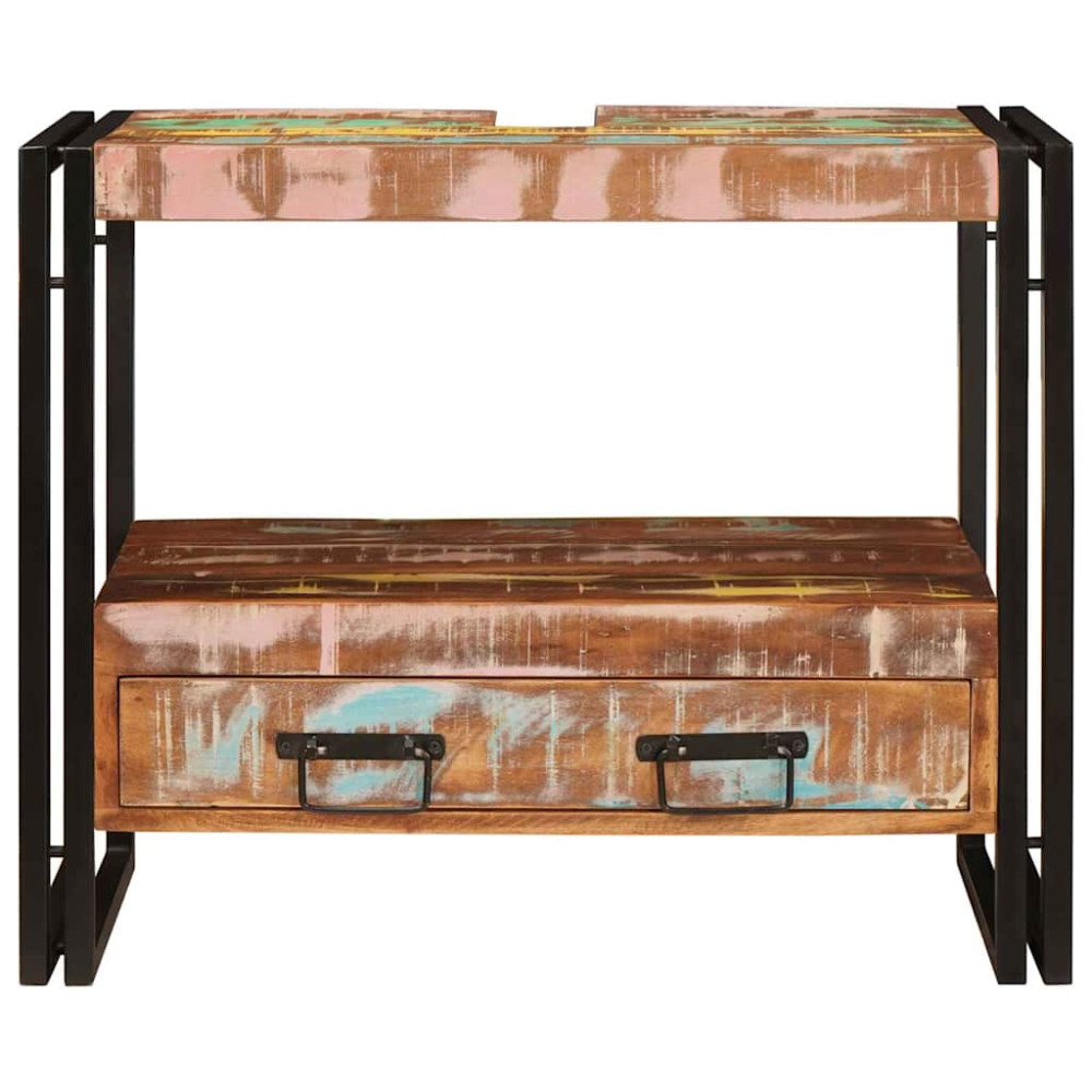 Produktbild för Sminkskåp Flerfärgsdesign 71 x 33 x 58 cm Solid återvunnen trä