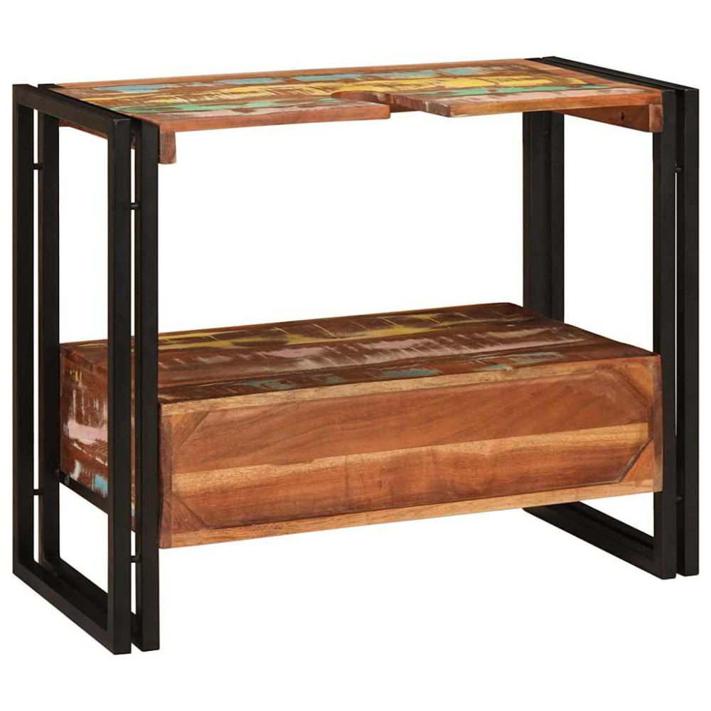 Produktbild för Sminkskåp Flerfärgsdesign 71 x 33 x 58 cm Solid återvunnen trä
