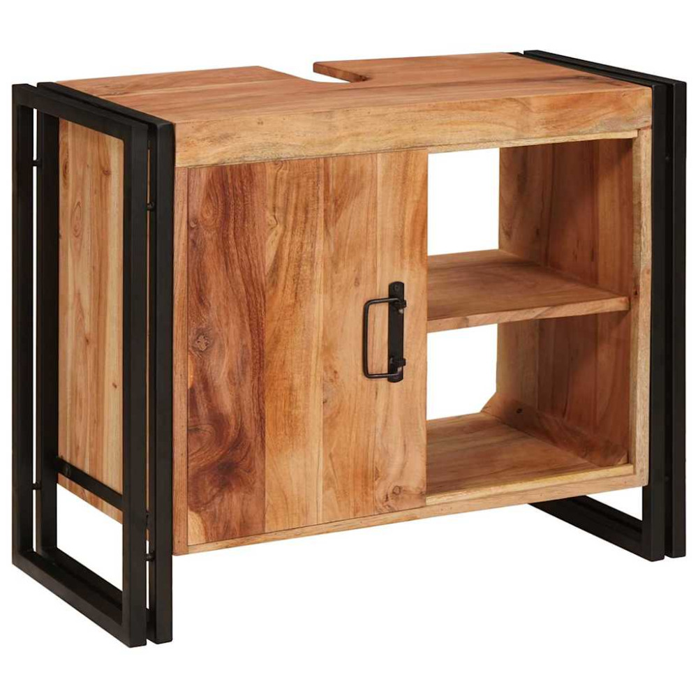 Produktbild för Diskbänksskåp med hylla Brun 71 x 33 x 58 cm Massivt Akaciaträ