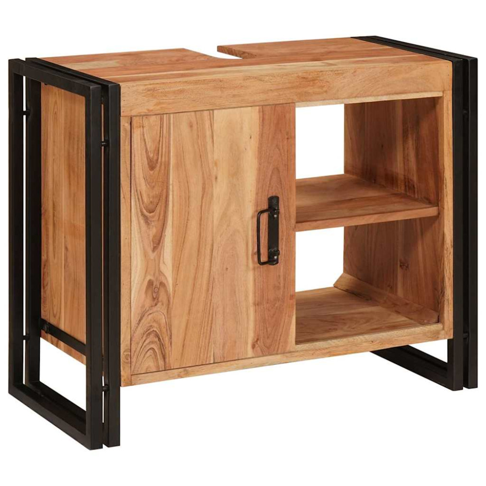 Produktbild för Diskbänksskåp med hylla Brun 71 x 33 x 58 cm Massivt Akaciaträ