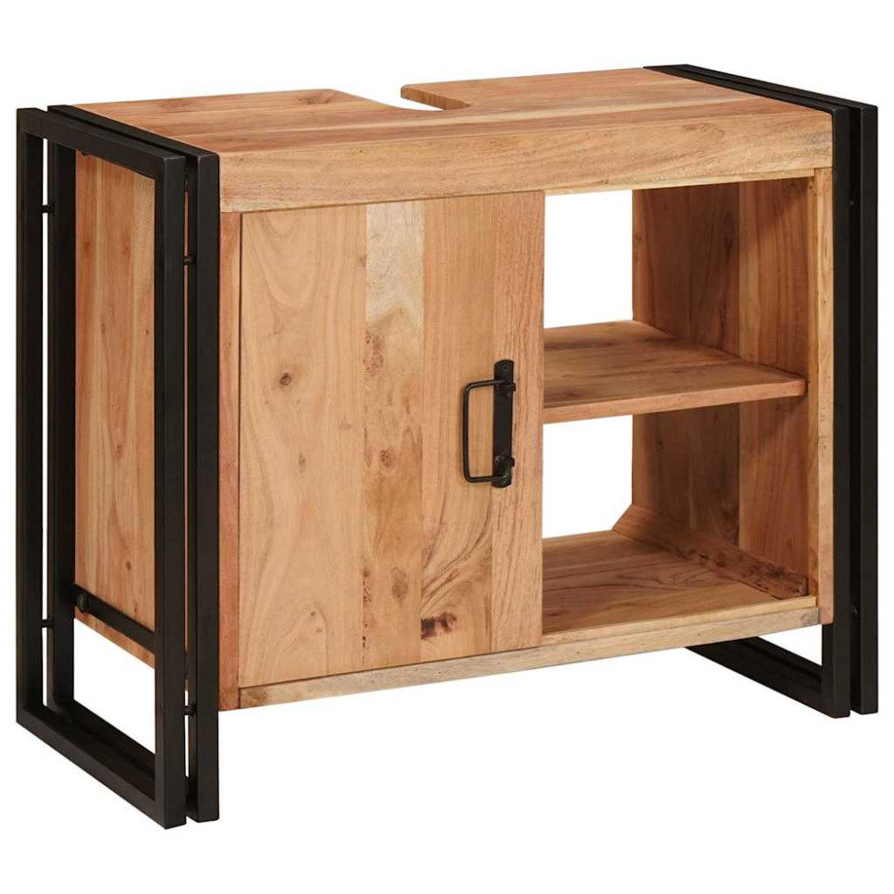 Produktbild för Diskbänksskåp med hylla Brun 71 x 33 x 58 cm Massivt Akaciaträ