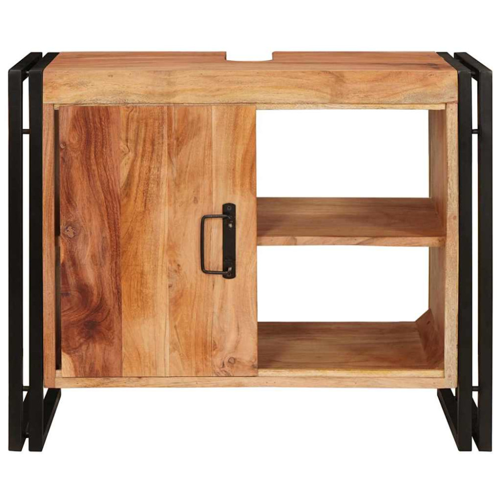 Produktbild för Diskbänksskåp med hylla Brun 71 x 33 x 58 cm Massivt Akaciaträ
