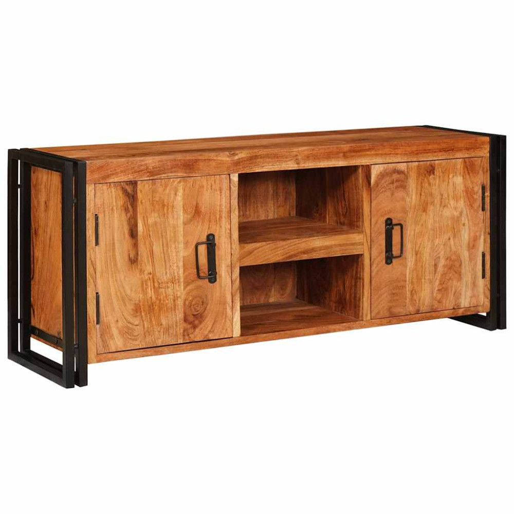 Produktbild för TV-skåp med hylla med dörr Brun 120 x 33 x 50 cm massivt akacia