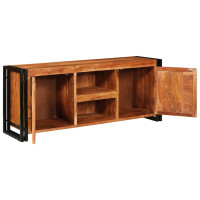 Produktbild för TV-skåp med hylla med dörr Brun 120 x 33 x 50 cm massivt akacia