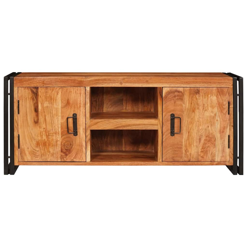 Produktbild för TV-skåp med hylla med dörr Brun 120 x 33 x 50 cm massivt akacia