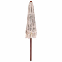 Produktbild för Makramé Parasoll Kräm 252.5 x 252.5 x 260 cm Bomull och Teakträ