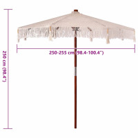Produktbild för Makramé Parasoll Kräm 252.5 x 252.5 x 260 cm Bomull och Teakträ