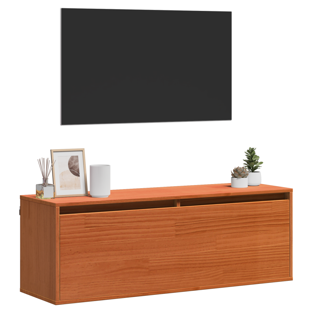 Produktbild för Väggskåp med hylla Vaxbrun 100 x 30 x 35 cm Massiv furu