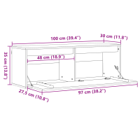 Produktbild för Väggskåp med hylla Vaxbrun 100 x 30 x 35 cm Massiv furu
