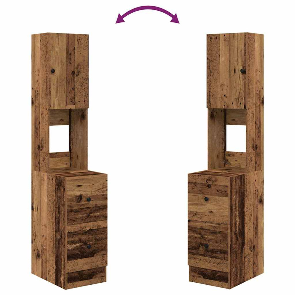Produktbild för Köksbuffé med låda med hylla Gammalt trä 32 x 50 x 180 cm