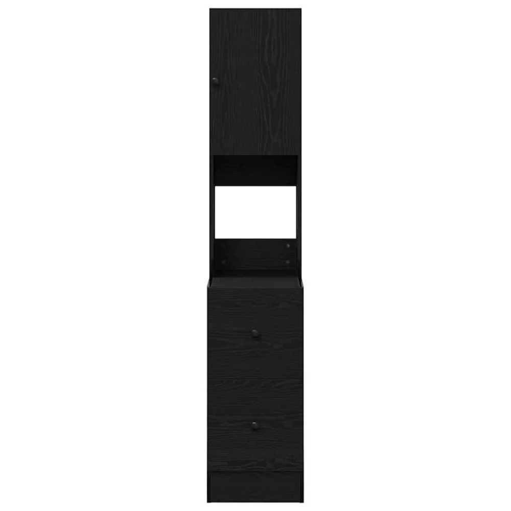 Produktbild för Köksbuffé med låda med hylla med dörr Svart Ek 32 x 50 x 180 cm