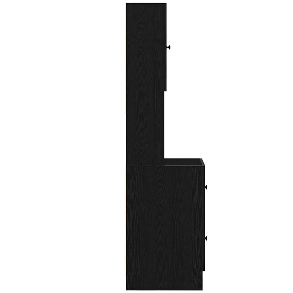 Produktbild för Köksbuffé med låda med hylla med dörr Svart Ek 32 x 50 x 180 cm