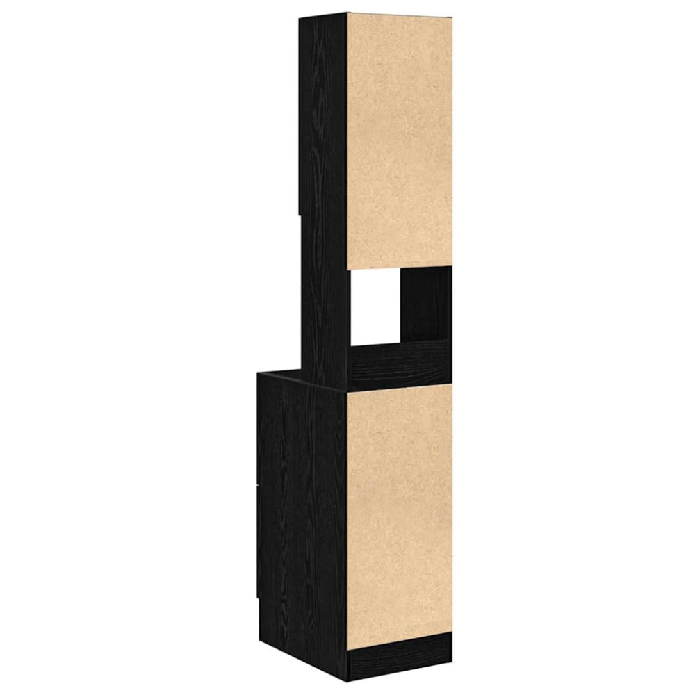 Produktbild för Köksbuffé med låda med hylla med dörr Svart Ek 32 x 50 x 180 cm
