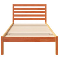 Produktbild för Sängram med huvudgavel Vaxbrun 100 x 210 cm Massiv furu