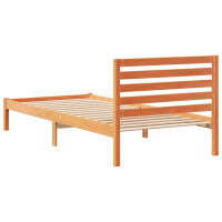 Produktbild för Sängram med huvudgavel Vaxbrun 100 x 210 cm Massiv furu