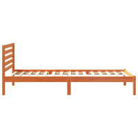 Produktbild för Sängram med huvudgavel Vaxbrun 90 x 220 cm Massiv furu