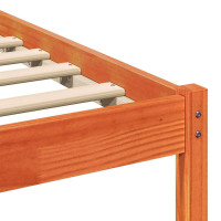 Produktbild för Sängram med huvudgavel Vaxbrun 90 x 220 cm Massiv furu