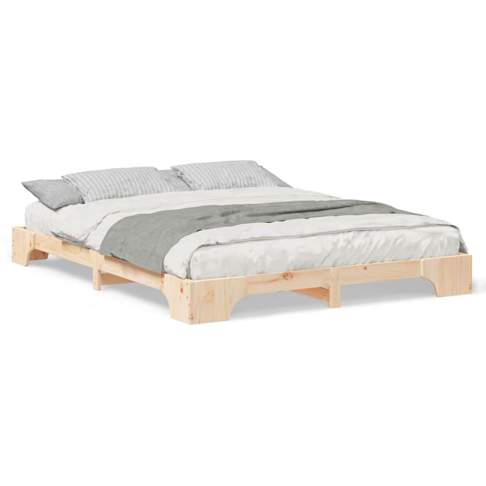 Produktbild för Sängram Brun 160 x 210 cm Massiv furu
