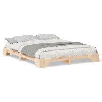 Produktbild för Sängram Brun 160 x 210 cm Massiv furu