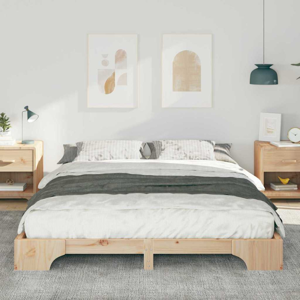 Produktbild för Sängram Brun 160 x 210 cm Massiv furu