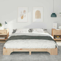 Produktbild för Sängram Brun 160 x 210 cm Massiv furu