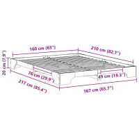 Produktbild för Sängram Brun 160 x 210 cm Massiv furu