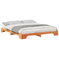 Produktbild för Sängram Brun 180 x 220 cm Massiv furu