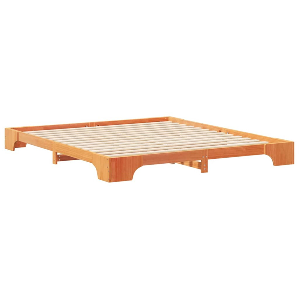 Produktbild för Sängram Brun 180 x 220 cm Massiv furu