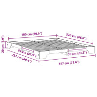 Produktbild för Sängram Brun 180 x 220 cm Massiv furu