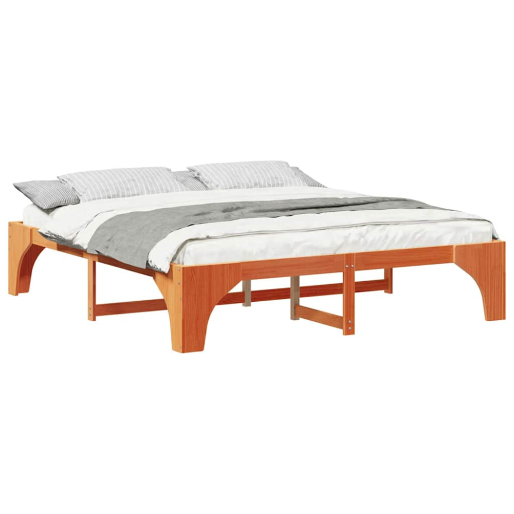 Produktbild för Sängram Brun 180 x 200 cm Massiv furu