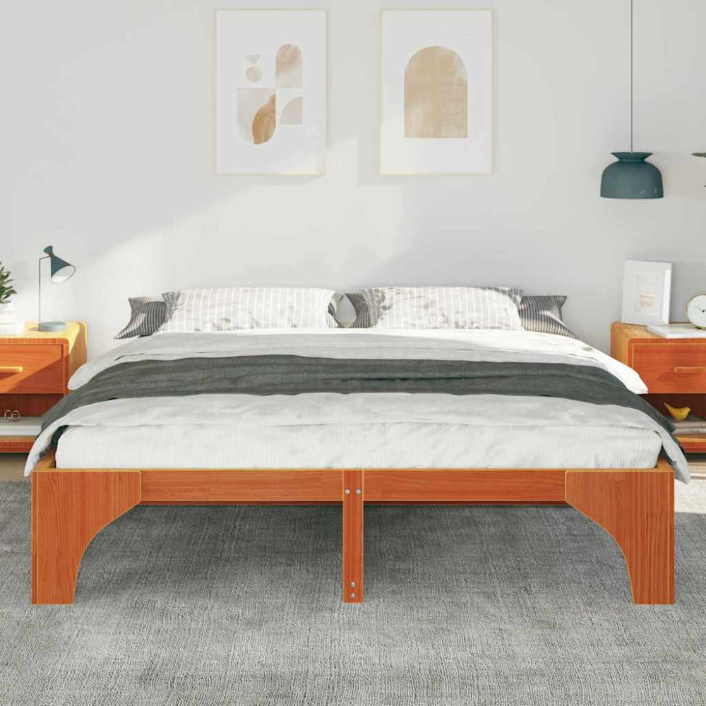 Produktbild för Sängram Brun 180 x 200 cm Massiv furu