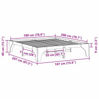 Produktbild för Sängram Brun 180 x 200 cm Massiv furu