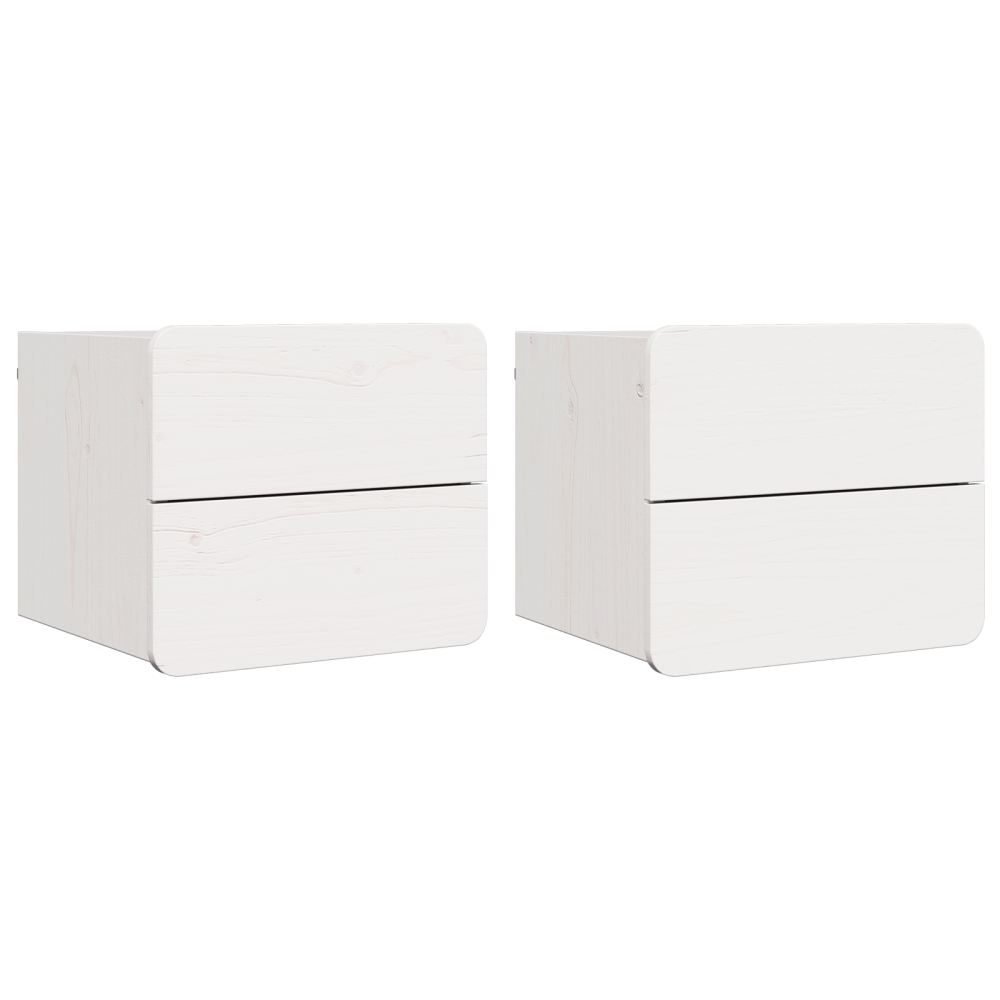 Produktbild för Sängbord med låda 2 pcs Vit 39 x 34 x 33 cm Massiv furu