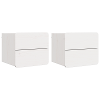 Produktbild för Sängbord med låda 2 pcs Vit 39 x 34 x 33 cm Massiv furu