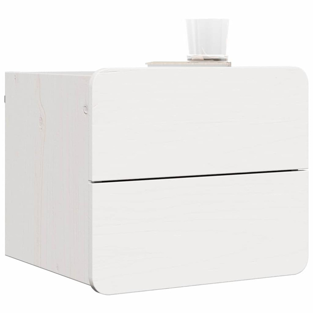 Produktbild för Sängbord med låda 2 pcs Vit 39 x 34 x 33 cm Massiv furu