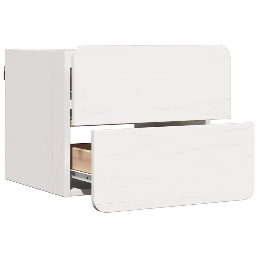 Produktbild för Sängbord med låda 2 pcs Vit 39 x 34 x 33 cm Massiv furu