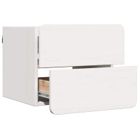 Produktbild för Sängbord med låda 2 pcs Vit 39 x 34 x 33 cm Massiv furu